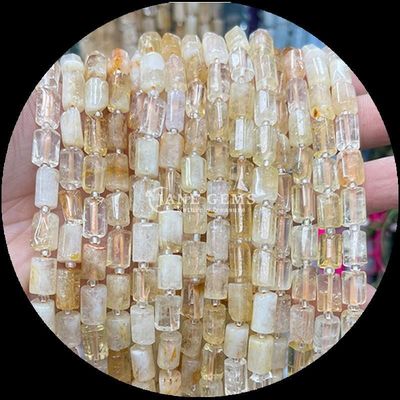 Pedras preciosas Cristal natural de morango Quartz Pedra preciosa de facetas de forma cilíndrica Filamentos de contas soltas para fabricação de jóias