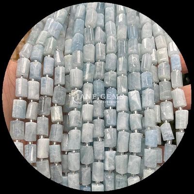 Pedras preciosas Cristal natural Aquamarinos Prehnite Pedras preciosas de facetas cilindro Forma de pérolas soltas Filamentos para fabricação de jóias