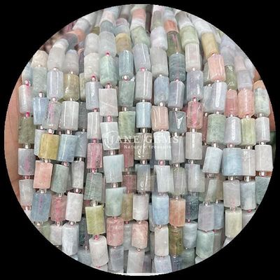 Pedras preciosas Cristal natural Aquamarinos Prehnite Pedras preciosas de facetas cilindro Forma de pérolas soltas Filamentos para fabricação de jóias