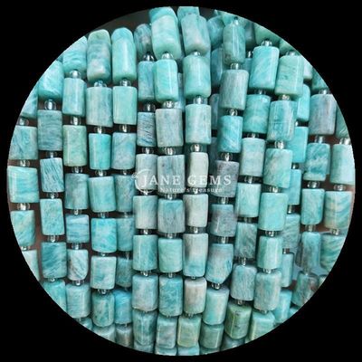 Pedras preciosas Cristal natural Aquamarinos Prehnite Pedras preciosas de facetas cilindro Forma de pérolas soltas Filamentos para fabricação de jóias