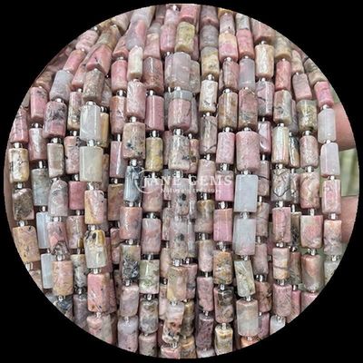 Pedras preciosas Cristal natural Apatita Rodonita Pedra preciosa de facetas de forma cilíndrica Filamentos de contas soltas para fabricação de jóias