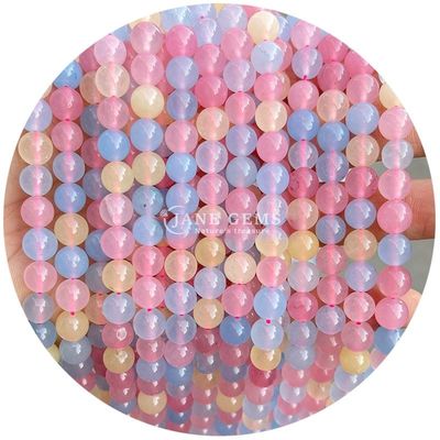 Polido Suave Hetian Jade Branco Calcedônia Luz Pêssego Calcedônia Perlas Soltas Para Fazer Jóias DIY