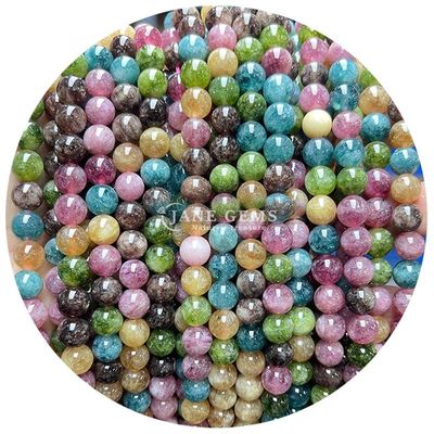 Jades redondas misturadas Calcedônia Pedra de contas Cura Cristal Pedra Natural Perlas soltas Fazer jóias DIY