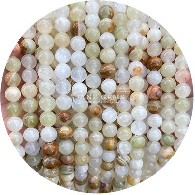 Jades redondas misturadas Calcedônia Pedra de contas Cura Cristal Pedra Natural Perlas soltas Fazer jóias DIY