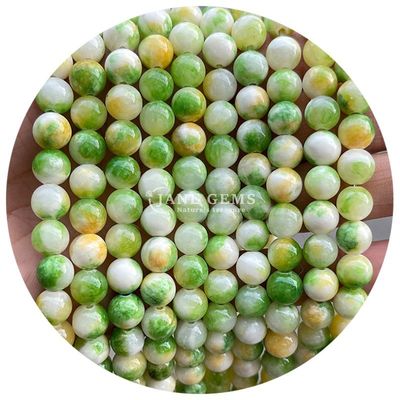Jades redondas cor pedra calcêndrica contas de cristal natural de pedra curativa contas soltas para fazer jóias DIY