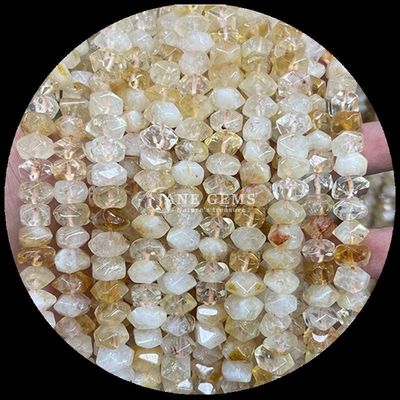 Pedras preciosas Cristal natural Citrino Rosa Quartz Pedra preciosa Forma irregular desmoronada Fios de pérolas soltos para fabricação de jóias