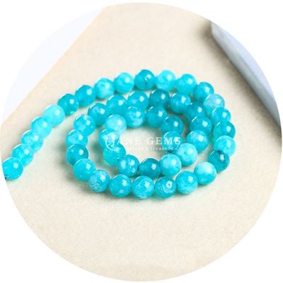 Xinjiang Chalcedony Bead Strands Pedra de forma redonda para jóias em cor de amazonite