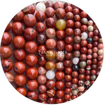 Brinquedos de cristal feitos à mão Artesanato de bricolage contas de jaspe vermelho redondo para pulseiras colares