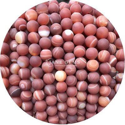 Perlas de ágata natural de listras vermelhas Sardoníx de ágata mate redonda