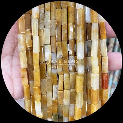 Forma quadrada retangular Pedras preciosas Filamentos de contas Amarelo Natural Jade Rosa Aventurina