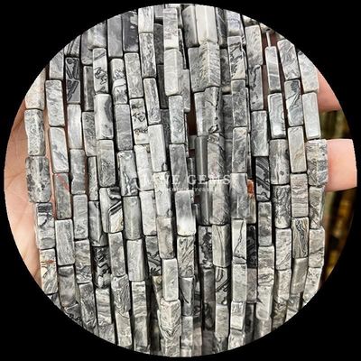 Rectangular polido Finish Gems Bead Purple Calcedony Map Jasper 4x13mm para joias DIY