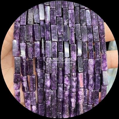 Rectangular polido Finish Gems Bead Purple Calcedony Map Jasper 4x13mm para joias DIY
