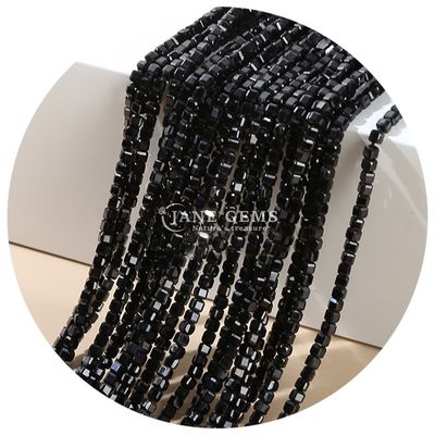 Cristal liso de grânulos soltos de prata Obsidiana Turmalina para fazer artesanato