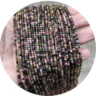 Cristal liso de grânulos soltos de prata Obsidiana Turmalina para fazer artesanato