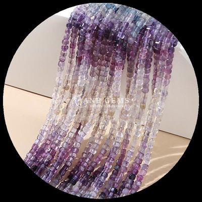 Pedra Natural Lustrada Perda Pedra Quadrada Forma Cubo Fluorito Labradorita Mini Lanças de Perda Soltas para Pulseiras / Colares