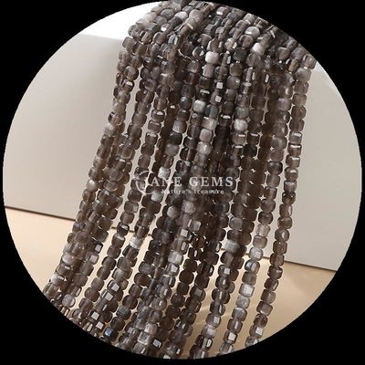 Pedra natural polida de corte quadrado pérolas de pedra preciosa prata obsidiana pedra solar para fabricação de jóias