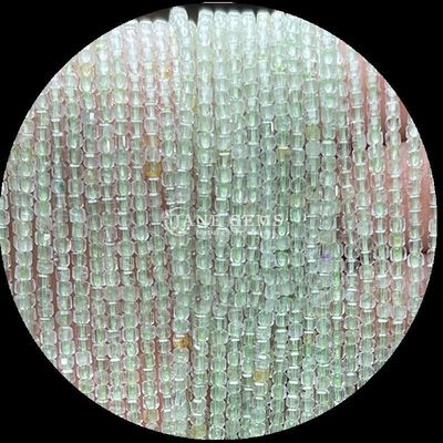 Cubo Quadrado Personalizavel Pérolas de Pedras preciosas Ouro Rutilado Quartzo Prehnite Fios Soltos Pérolas para Fabricação de jóias