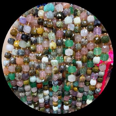 Minúsculas pérolas de pedra preciosa polida de cor arco-íris Obsidiana dourada Fios soltos para fabricação de jóias