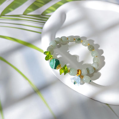 Bracelete Natural de Jade Saúde Beleza e Harmonia Jane Gems Para Presente