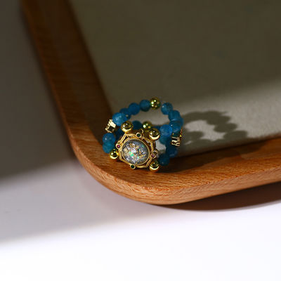 Anel de contas de cristal de Apatite Facetado Pulseira de gemas para desintoxicação e estabilidade emocional