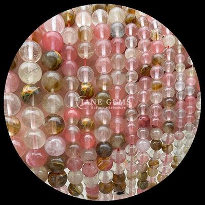 Pedra polida de corte redondo Quartz de fogo ouro Rutilado Quartz roscas de contas para fazer jóias DIY