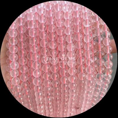 Perlas de forma redonda de pedra preciosa Quartzo rosa e quartzo de morango Fios de contas soltos para brincos
