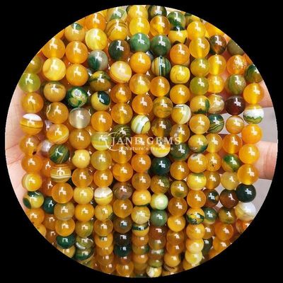 Multicolor de corte redonda de pedras preciosas contas amarelo azul de raias ágata para fazer jóias e pulseiras de cura