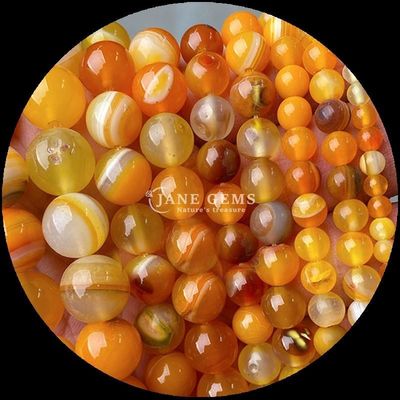 Forma redonda 8mm Pedras preciosas naturais Bolas de Ágata Vários Bolas de Ágata Carneliana Amarelo Listrado Ágata Bolas de Ágata Soltas para jóias DIY