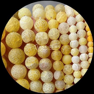Pedras preciosas de forma redonda contas amarelo azul agate temperado fios soltos para jóias DIY