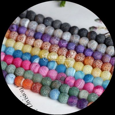 Multicolored Agate Beads 8mm tamanho da coroa Natural Pedras preciosas de corte redondo Arco-íris climatizado Agate Cabeças soltas para DIY presente