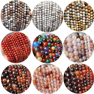 Perlas de Ágata Multicolor personalizadas em forma redonda de 8 mm para fabricação de jóias