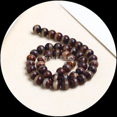 DIY Jewelry Making Essential Multicolor Tibetan Agate Beads Three Eyes Dzi Loose Bead Strands com técnica polida