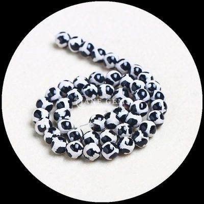 DIY Jewelry Making Essential Multicolor Tibetan Agate Beads Three Eyes Dzi Loose Bead Strands com técnica polida