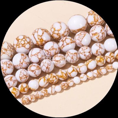 Aspecto de cor forma redonda gemas contas linha de ouro turquesa fios soltos de contas para DIY presente