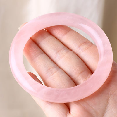 Pedra natural de cristal polido rosa rosa quartzo bracelete de cristal jóias para presente de aniversário