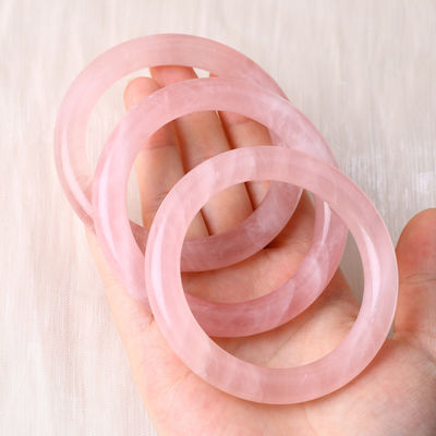 Pedra natural de cristal polido rosa rosa quartzo bracelete de cristal jóias para presente de aniversário