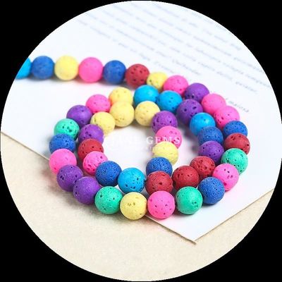 Pedra preciosa multicolor Várias cores Pedra de lava natural Pedra curativa Fios de contas soltos para jóias DIY