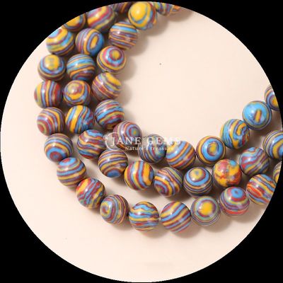 Fio de contas de malaquita sintética perfeito para pulseiras redondas de várias cores