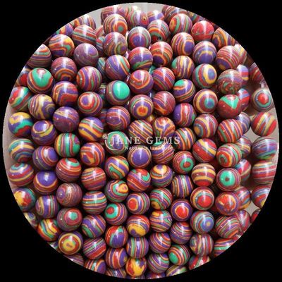 Perlas de pedra preciosa Várias cores sintéticas Perlas de malaquita para fabricação de jóias DIY