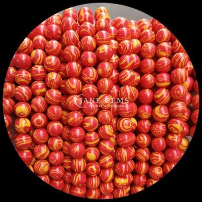 Perlas de pedra preciosa Várias cores sintéticas Perlas de malaquita para fabricação de jóias DIY