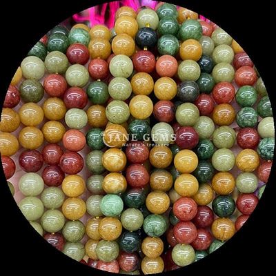 Pedras preciosas em forma redonda e múltiplas cores Vários fios de contas soltas de calcedônia perfeitos para jóias DIY