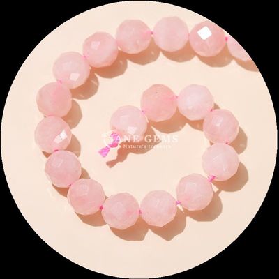 Pedras preciosas de forma redonda pérolas rosa quartzo claro quartzo redondo facetas soltas pérolas para coleções de jóias elegantes