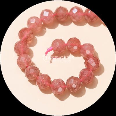 Gemas multicoloridas Bolas de pedra natural Bolas de pedras preciosas Citrino Morango Quartzo Facetado Redondo Fios de bolas soltas