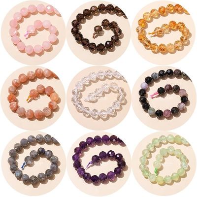 Gemas multicoloridas Bolas de pedra natural Bolas de pedras preciosas Citrino Morango Quartzo Facetado Redondo Fios de bolas soltas