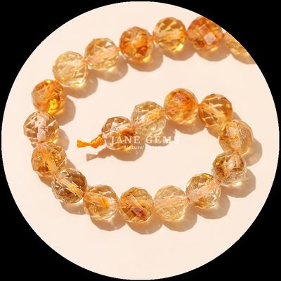 Gemas multicoloridas Bolas de pedra natural Bolas de pedras preciosas Citrino Morango Quartzo Facetado Redondo Fios de bolas soltas